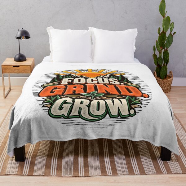 Item preview, Focus Grind Grow Vintage Mountain Motivation Typography. designed and sold by Gopal Verma.
