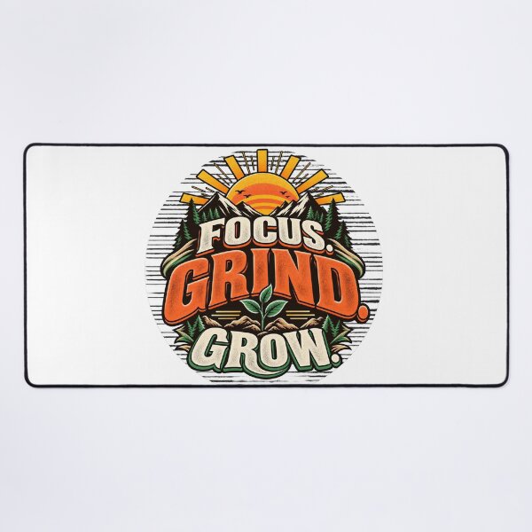 Item preview, Focus Grind Grow Vintage Mountain Motivation Typography. designed and sold by Gopal Verma.
