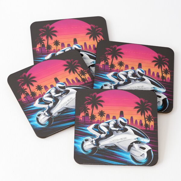 Item preview, Retro Cyberpunk Motorcycle Sunset Synthwave Design designed and sold by redkat-4.