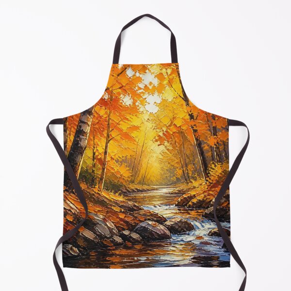 Item preview, Golden Autumn Forest River Oil Painting Landscape designed and sold by NinaVibeStudio.