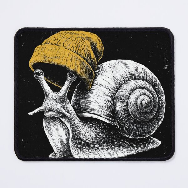 Item preview, Vintage Snail in Mustard Yellow Beanie designed and sold by NatArtSA.