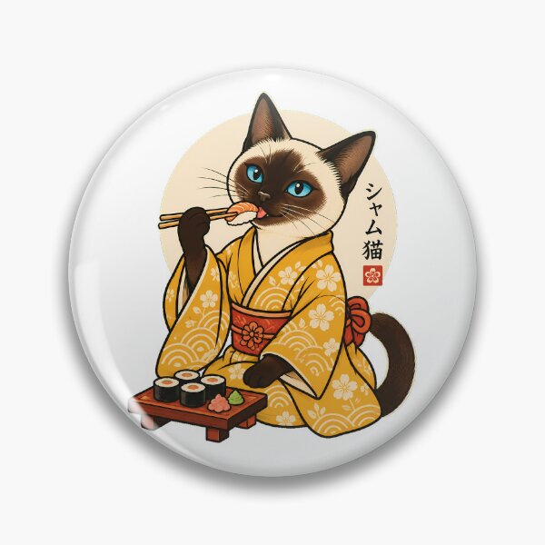 Item preview, Kimono Cat Eating Sushi Art Japan Lover designed and sold by chattsuede.