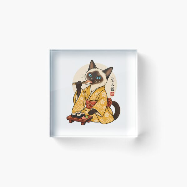 Item preview, Kimono Cat Eating Sushi Art Japan Lover designed and sold by chattsuede.
