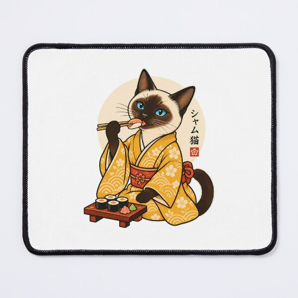 Item preview, Kimono Cat Eating Sushi Art Japan Lover designed and sold by chattsuede.