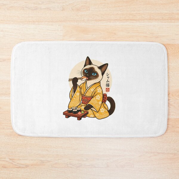 Item preview, Kimono Cat Eating Sushi Art Japan Lover designed and sold by chattsuede.