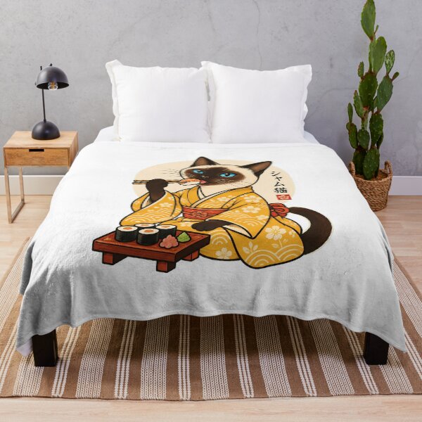 Item preview, Kimono Cat Eating Sushi Art Japan Lover designed and sold by chattsuede.