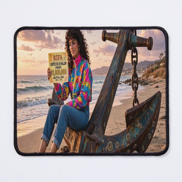Item preview, La Sirena 80s Girl on Giant Anchor - RIFA $1,000,000 - Vintage Beach Poster Art designed and sold by HydStyle99.