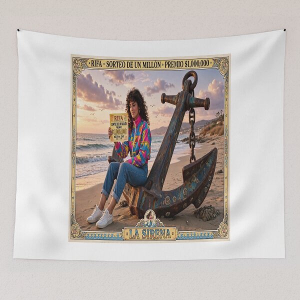 Item preview, La Sirena 80s Girl on Giant Anchor - RIFA $1,000,000 - Vintage Beach Poster Art designed and sold by HydStyle99.