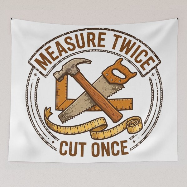 Item preview, Measure Twice Cut Once Carpenter Badge designed and sold by Odd-jack.
