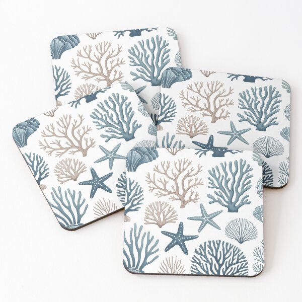 Item preview, Coastal Coral and Starfish Ocean Pattern designed and sold by NatArtSA.