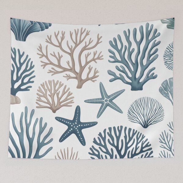 Item preview, Coastal Coral and Starfish Ocean Pattern designed and sold by NatArtSA.