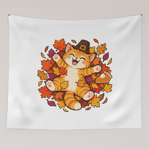 Item preview, Pilgrim Cat Leaf Angel Thanksgiving designed and sold by chattsuede.