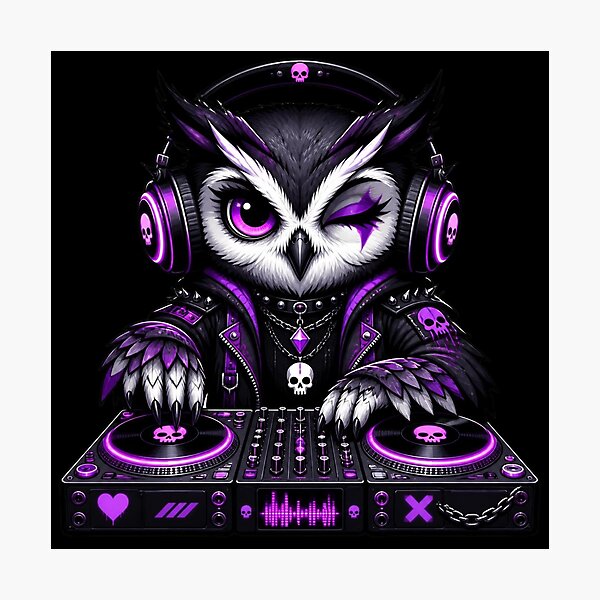 Item preview, Cyber Goth DJ Owl designed and sold by LazyDayzCo.