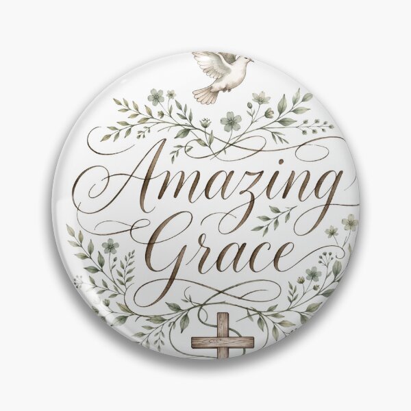 Item preview, Letra del himno Amazing Grace Cruz floral designed and sold by Odd-jack.