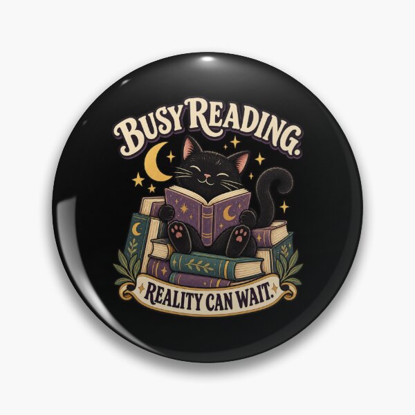 Item preview, Busy Reading Reality Can Wait – Black Cat Book Lover designed and sold by Good Mood Foundry.