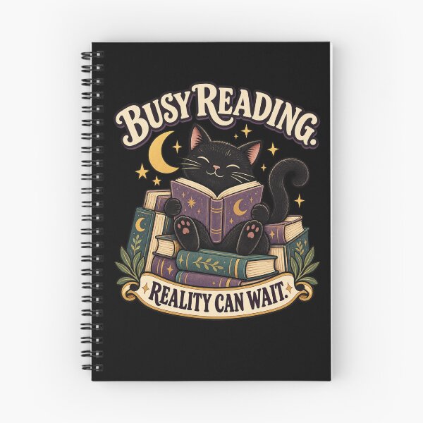 Item preview, Busy Reading Reality Can Wait – Black Cat Book Lover designed and sold by Good Mood Foundry.