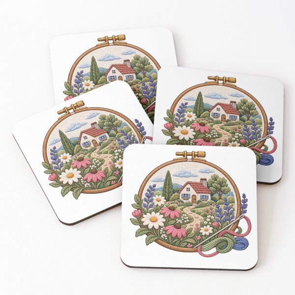 Item preview, Needlepoint Club Floral Animals & Cottagecore Embroidery Art designed and sold by Georain.