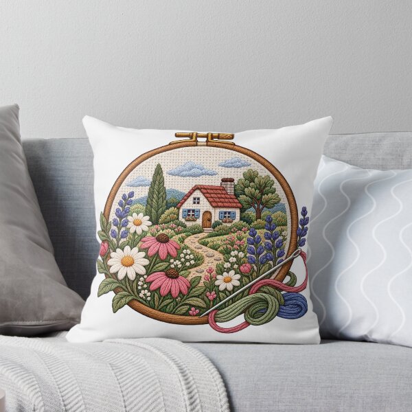 Item preview, Needlepoint Club Floral Animals & Cottagecore Embroidery Art designed and sold by Georain.