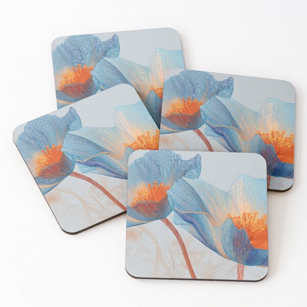Item preview, Blue flowers with orange center designed and sold by anytka.