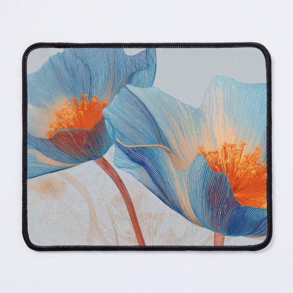 Item preview, Blue flowers with orange center designed and sold by anytka.