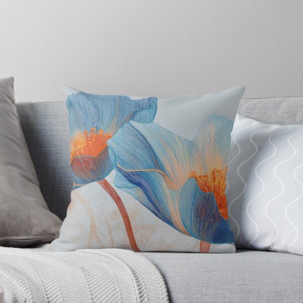 Item preview, Blue flowers with orange center designed and sold by anytka.