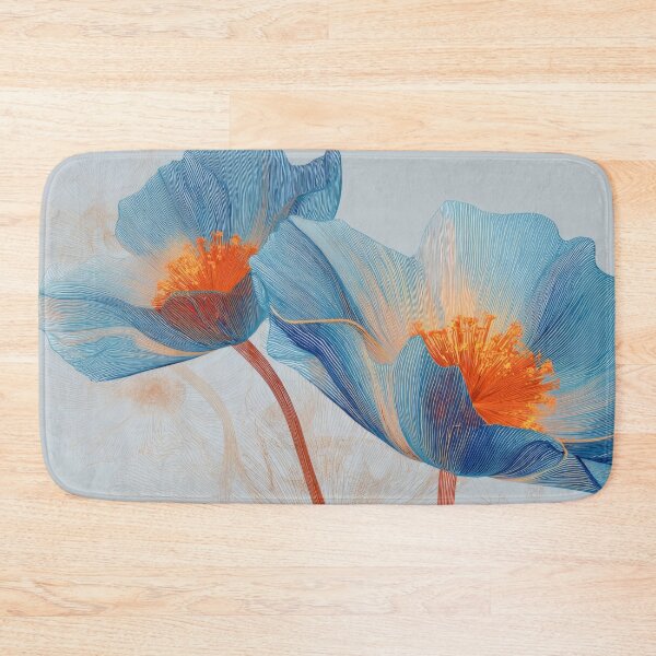 Item preview, Blue flowers with orange center designed and sold by anytka.