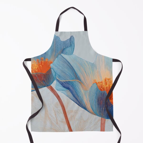 Item preview, Blue flowers with orange center designed and sold by anytka.