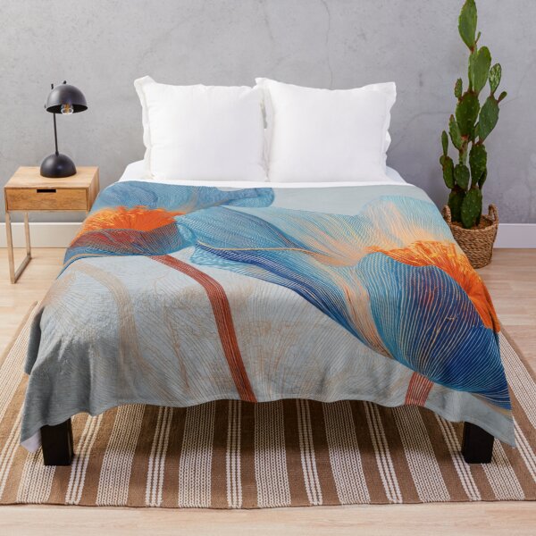 Item preview, Blue flowers with orange center designed and sold by anytka.