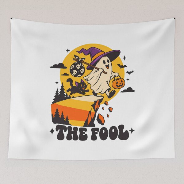 Item preview, Fool Ghost Tarot Cat Witch Halloween designed and sold by chattsuede.