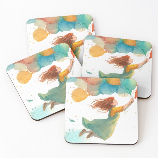 Item preview, Girl jumps with colorful balloons designed and sold by anytka.