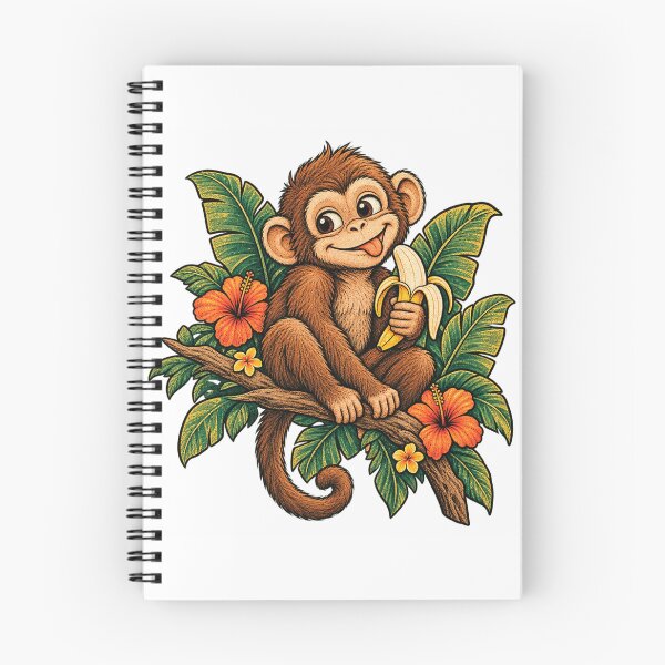 Item preview, Cheerful Monkey with Banana Tropical Vintage Illustration designed and sold by lovepower.