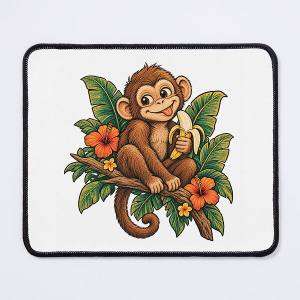 Item preview, Cheerful Monkey with Banana Tropical Vintage Illustration designed and sold by lovepower.