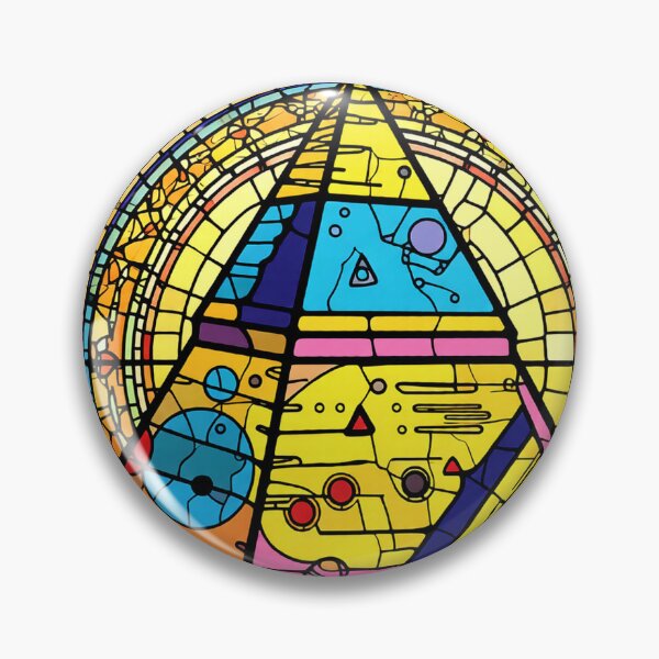 Item preview, surreal pyramid stained glass stamp colorful geometric abstract design designed and sold by SmashingDeals.