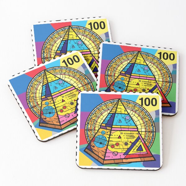 Item preview, surreal pyramid stained glass stamp colorful geometric abstract design designed and sold by SmashingDeals.