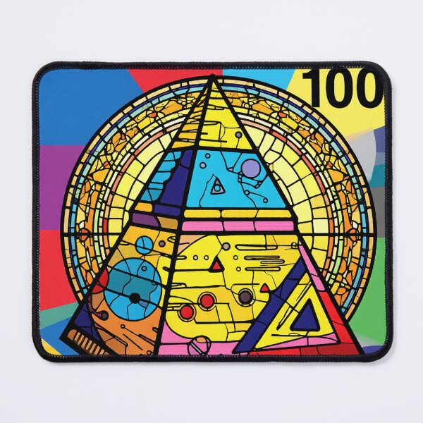 Item preview, surreal pyramid stained glass stamp colorful geometric abstract design designed and sold by SmashingDeals.