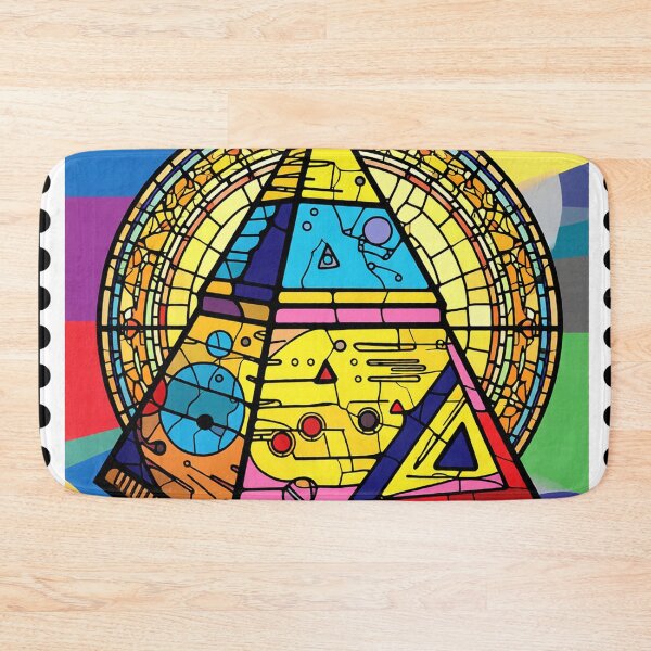 Item preview, surreal pyramid stained glass stamp colorful geometric abstract design designed and sold by SmashingDeals.