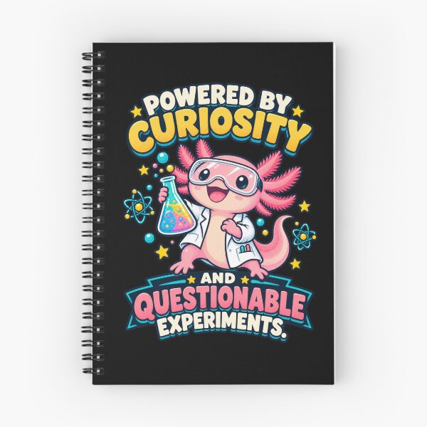 Item preview, Powered by Curiosity and Questionable Experiments – Scientist Axolotl designed and sold by Good Mood Foundry.
