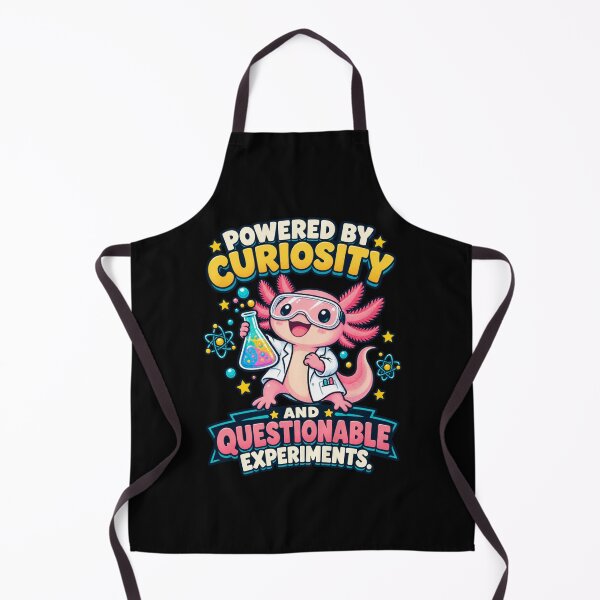 Item preview, Powered by Curiosity and Questionable Experiments – Scientist Axolotl designed and sold by Good Mood Foundry.