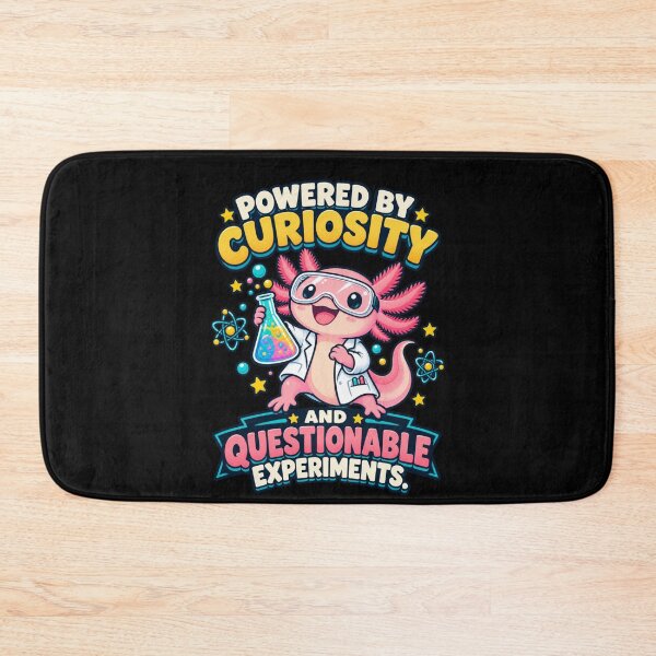 Item preview, Powered by Curiosity and Questionable Experiments – Scientist Axolotl designed and sold by Good Mood Foundry.