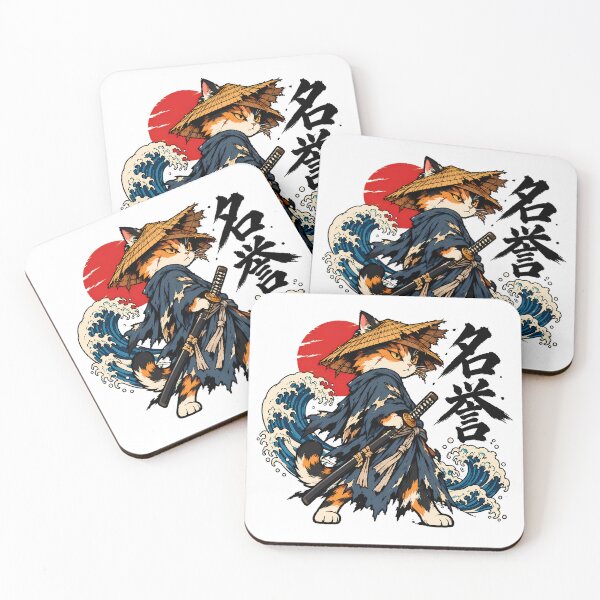Item preview, Samurai Cat Ukiyo-e Wave Warrior designed and sold by chattsuede.