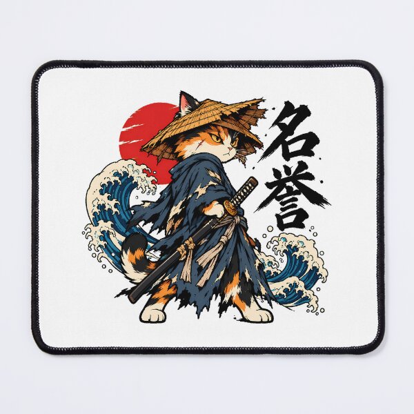 Item preview, Samurai Cat Ukiyo-e Wave Warrior designed and sold by chattsuede.