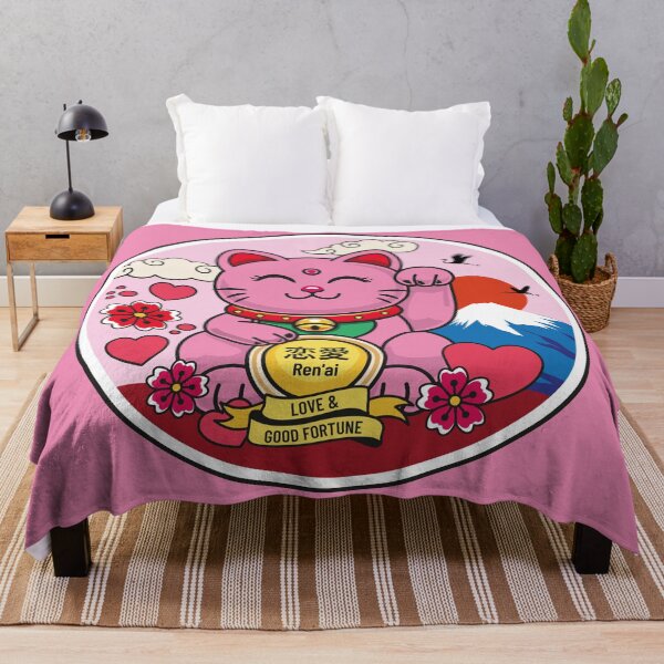 Item preview, Pink Maneki Neko with Open Eyes – Love designed and sold by Vector Woofs.