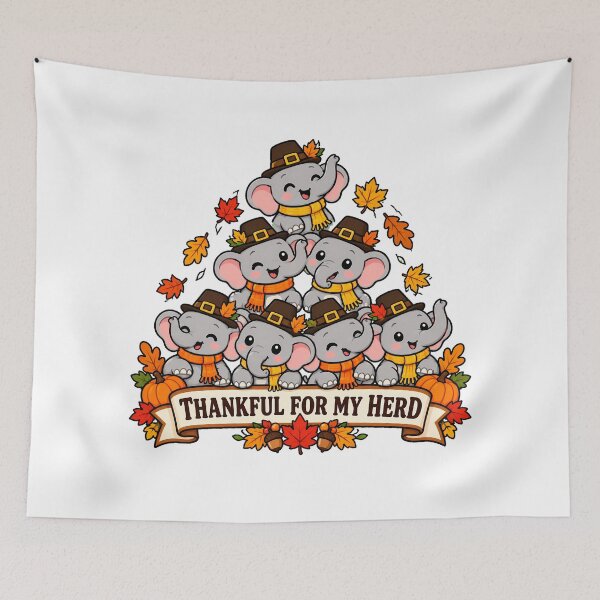 Item preview, Elephant Herd Pilgrim Stack Thanksgiving Family designed and sold by chattsuede.