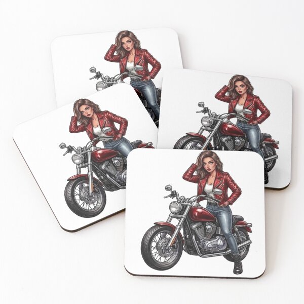 Item preview, Biker Girl Red Leather Jacket Motorcycle designed and sold by MaRCAStro.