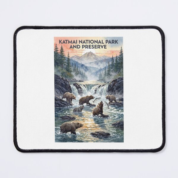 Item preview, Katmai National Park and Preserve Alaska Vintage Watercolor Travel designed and sold by Teelogic.