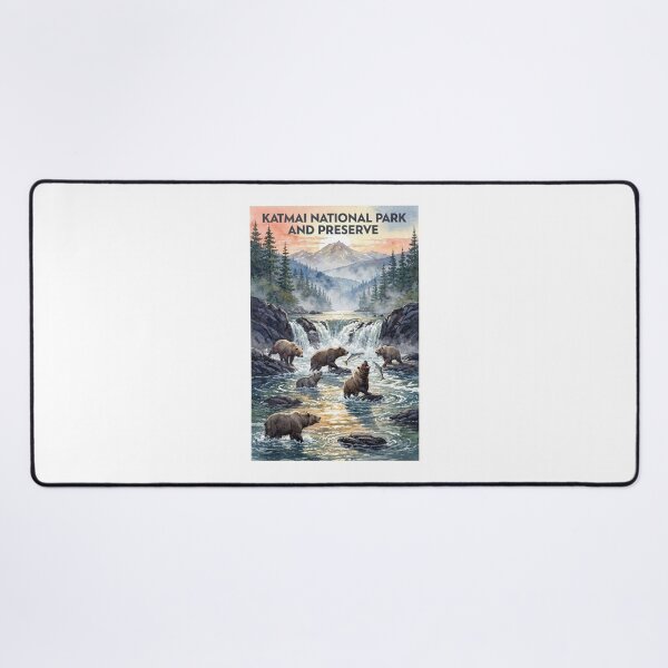 Item preview, Katmai National Park and Preserve Alaska Vintage Watercolor Travel designed and sold by Teelogic.