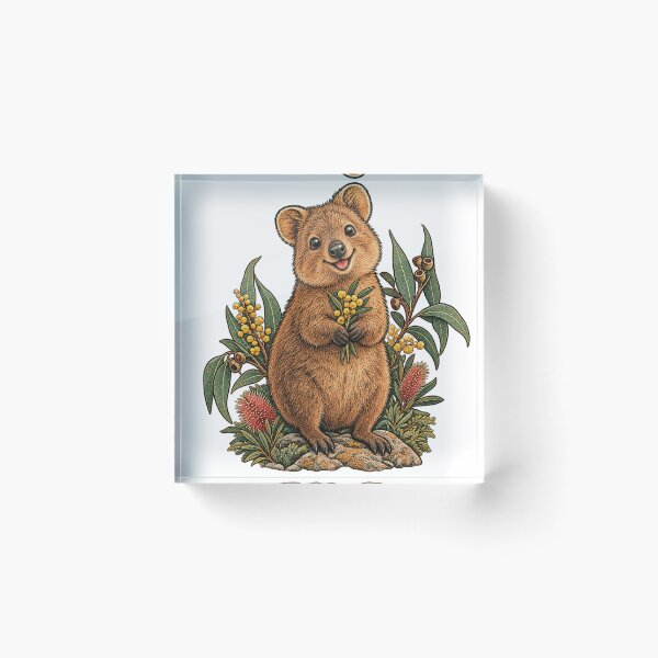 Artikelvorschau, Niedliches Quokka mit Blumen – Vintage-Illustration aus der australischen Natur entworfen und verkauft von lovepower.