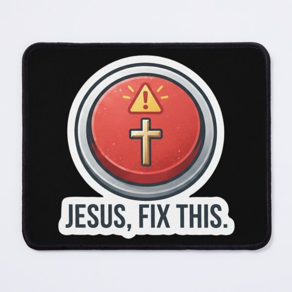Item preview, Jesus Fix This Funny Christian Emergency Button designed and sold by MantoSagrado.