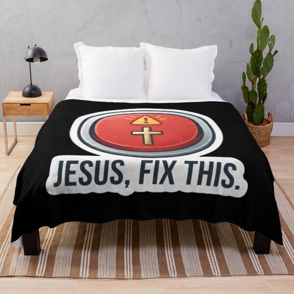 Item preview, Jesus Fix This Funny Christian Emergency Button designed and sold by MantoSagrado.