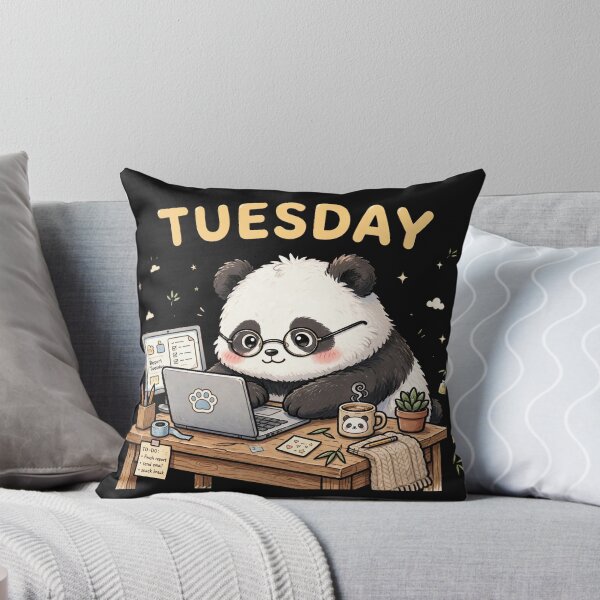 Item preview, Surviving Tuesday - Tired Office Panda With Laptop Meme designed and sold by Surviving Monday Club.